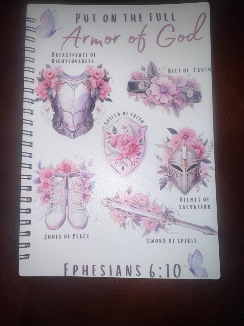 Armor of God Floral Notebook - Pink NWOT